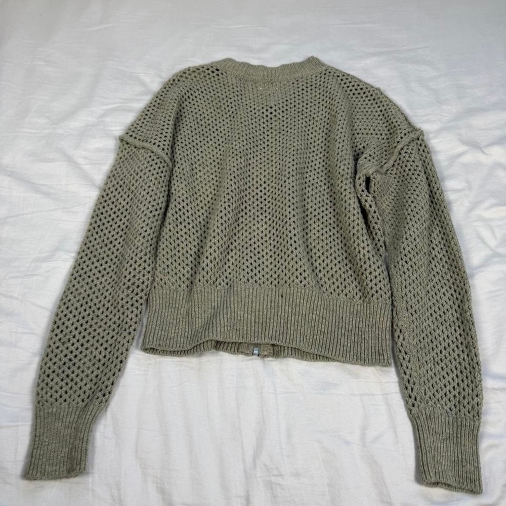 Anthropologie Pilcro Stitchy Bomber Cardigan Sweater in grey ish green - Picture 6 of 6